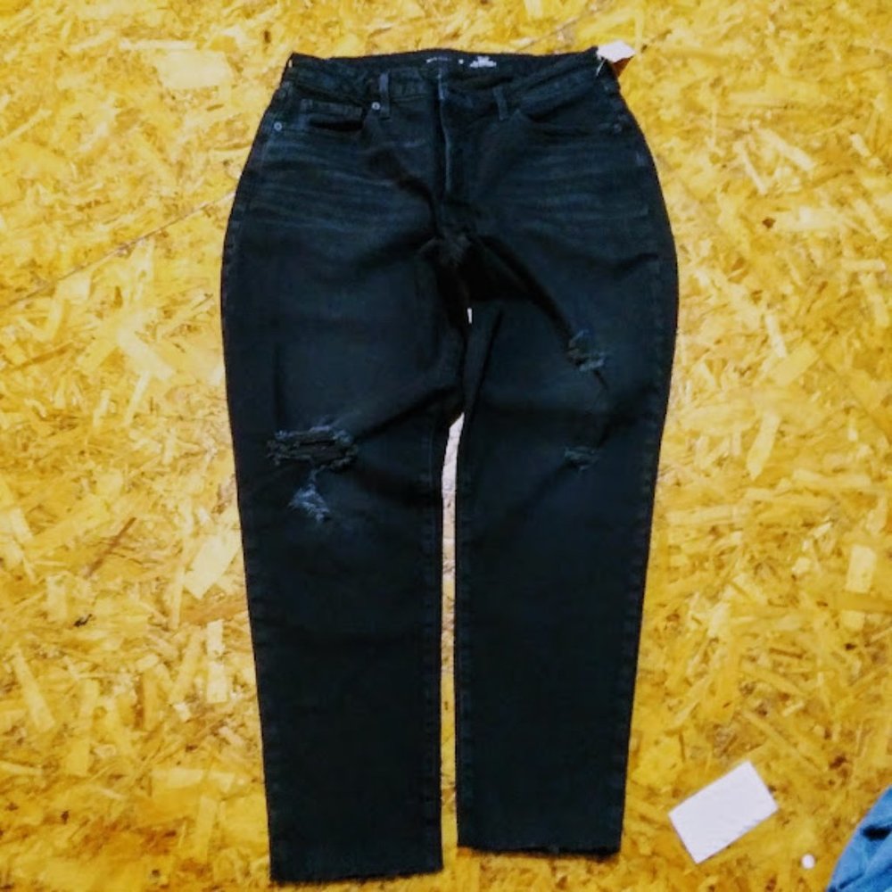 *OLD NAVY CURVY*O.G. STRAIGHT JEANS*DISTRESSED *WOMEN 14W*BUTTON FLY*NWT* - Picture 9 of 11